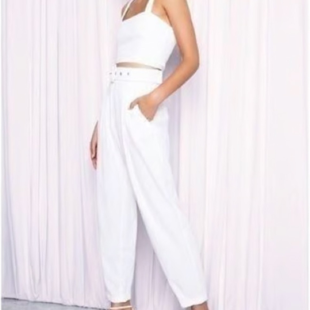 SWF white linen jungle pant and top set, size large, tags still on!